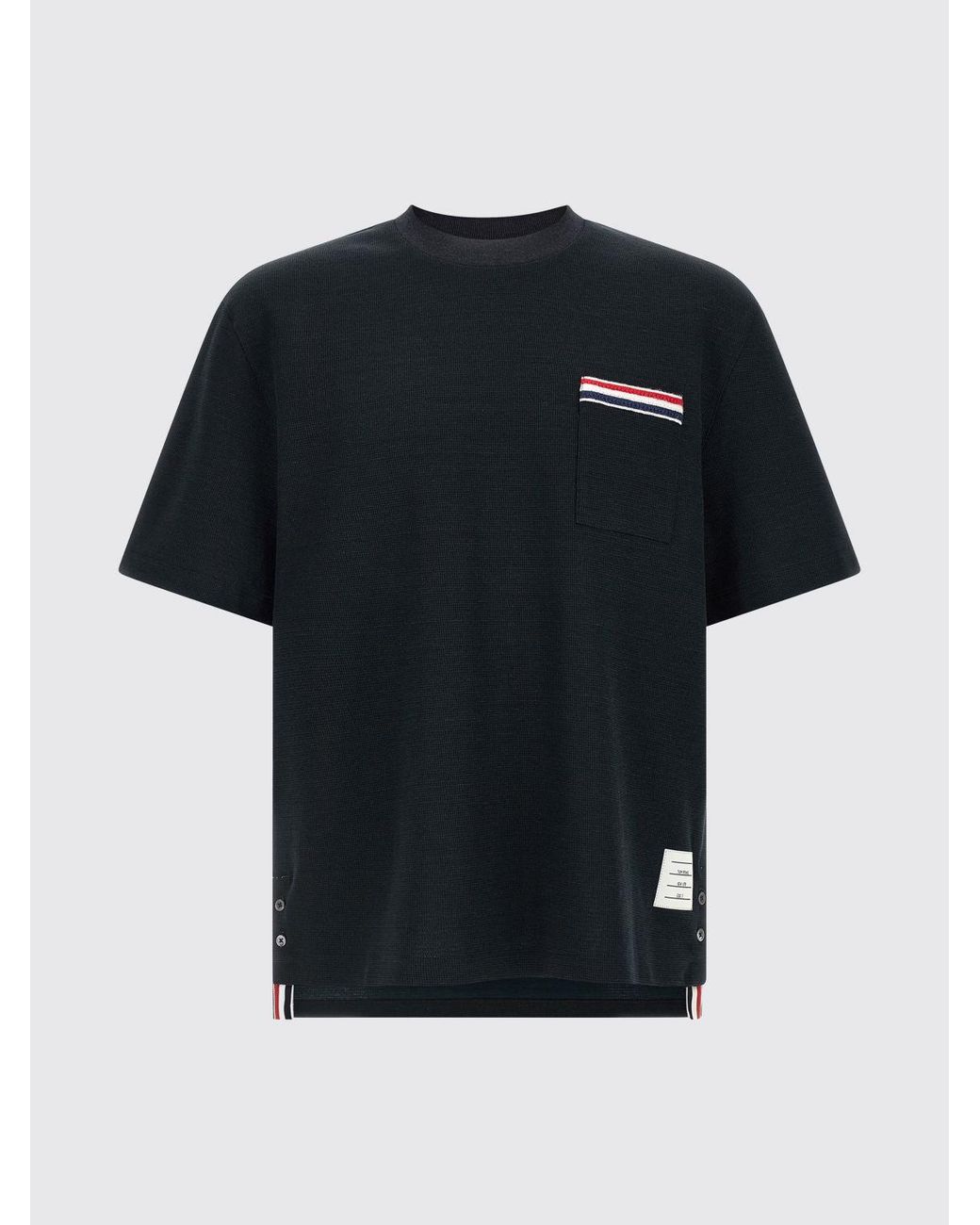 Thom Browne Blue Cotton Blend T-Shirt for men