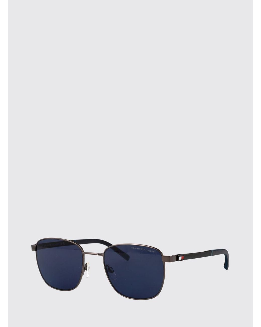 Tommy Hilfiger Blue Aviator Metal Sunglasses With Enameled Logo for men