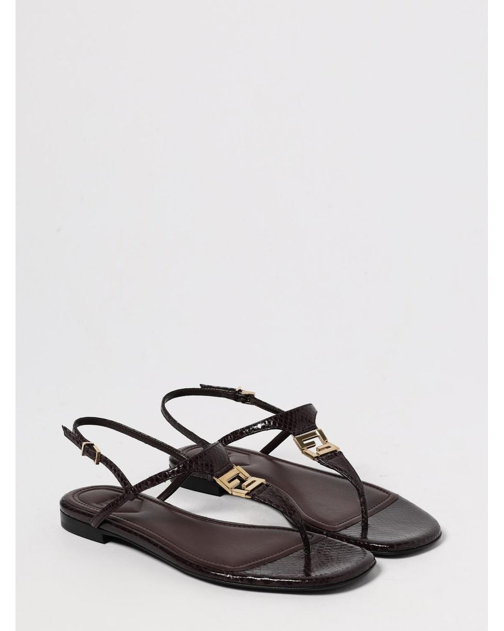 Fendi Purple Ffold Python Print Leather Sandals