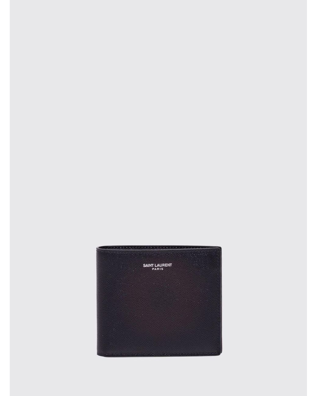 Saint Laurent Blue Grain De Poudre Leather Bifold Wallet With Eight Slots for men