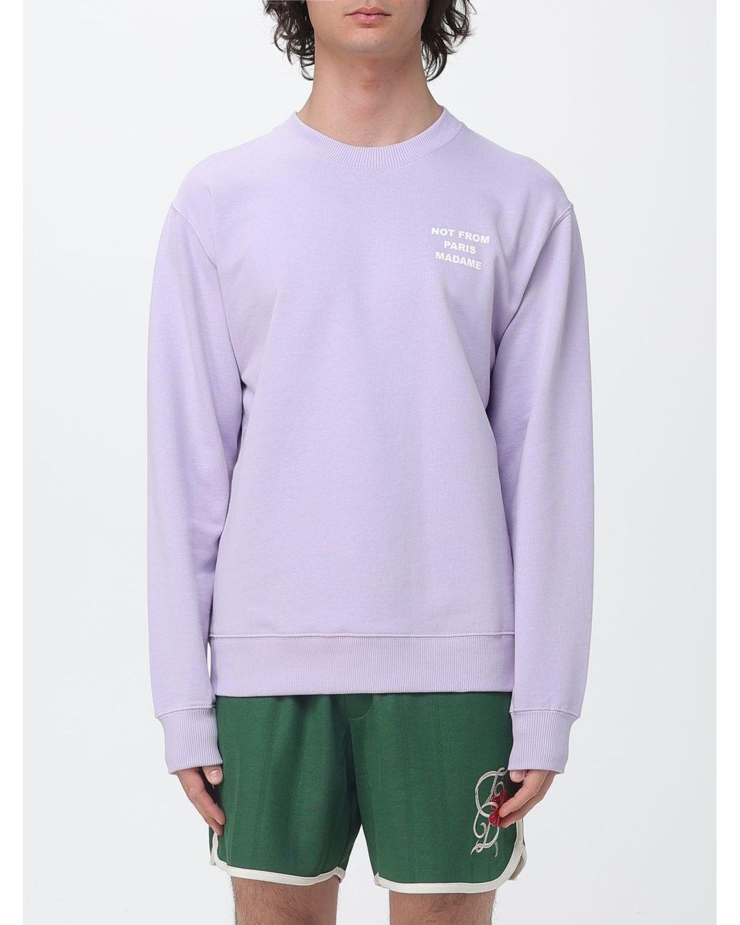 Drole de Monsieur Purple Cotton Crewneck Sweatshirt With Slogan for men