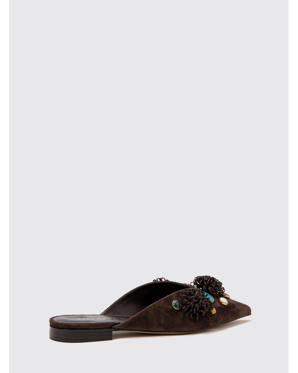 Twinset Black Suede Mules With Applications And Stones