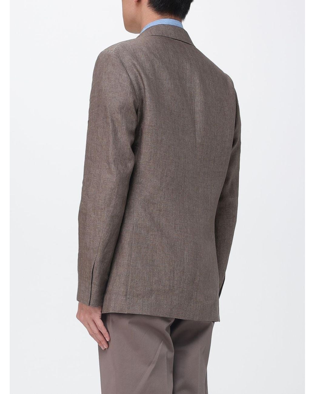 Brunello Cucinelli Gray Linen Single Breasted Blazer for men