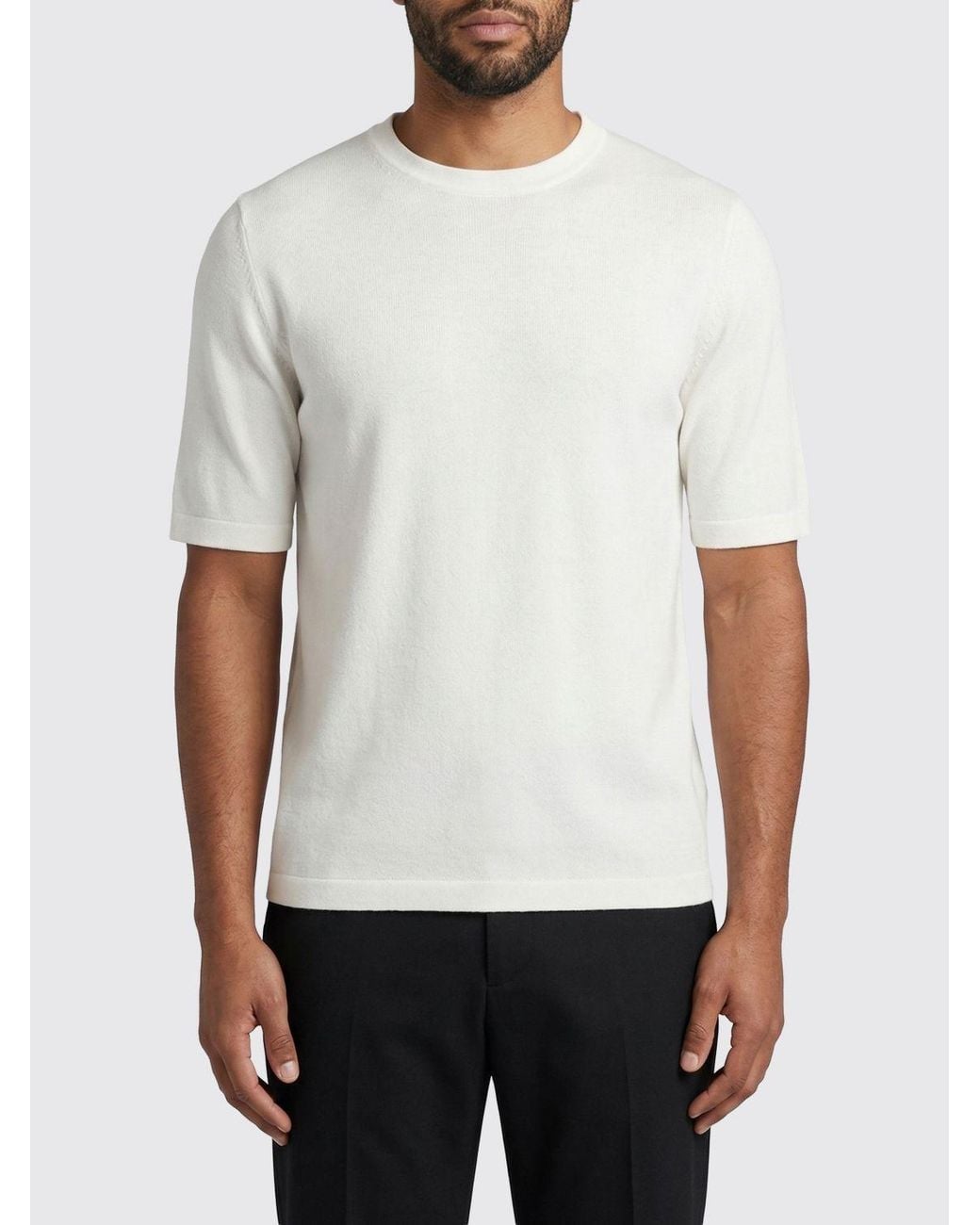 Lardini White Cotton And Linen T-Shirt for men