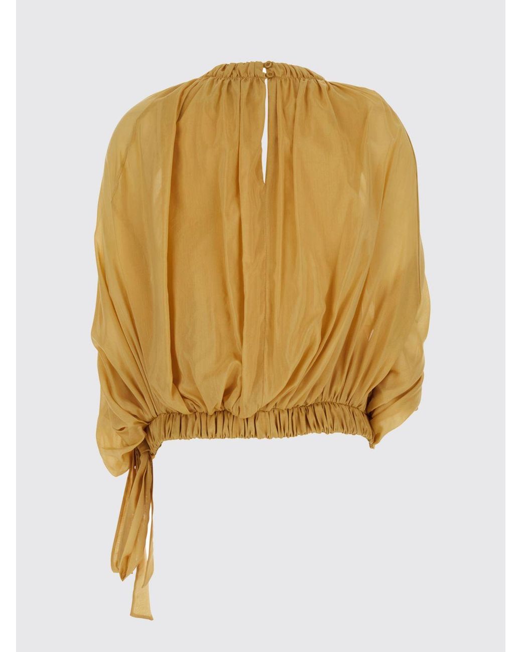 Semicouture Natural Cotton Muslin Blouse With Long Sleeves And Dropped Shoulders