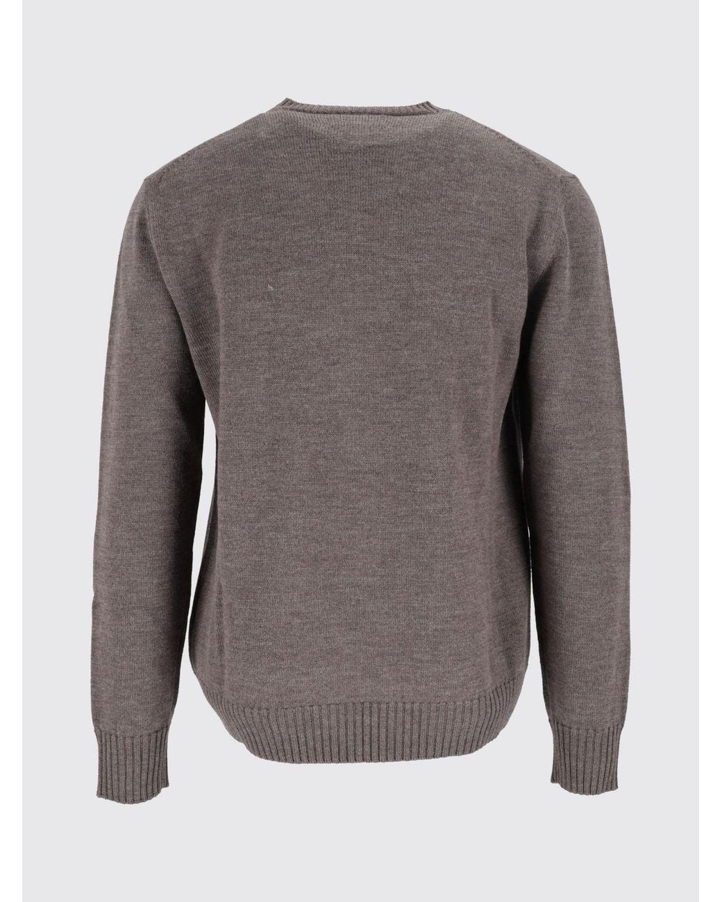 Ballantyne Gray Crew-Neck Merino Wool Jumper With Ribbed Trims for men