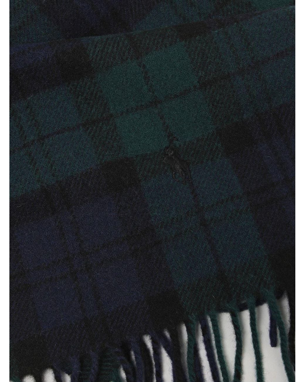 Polo Ralph Lauren Blue Tartan Plaid Wool Scarf for men