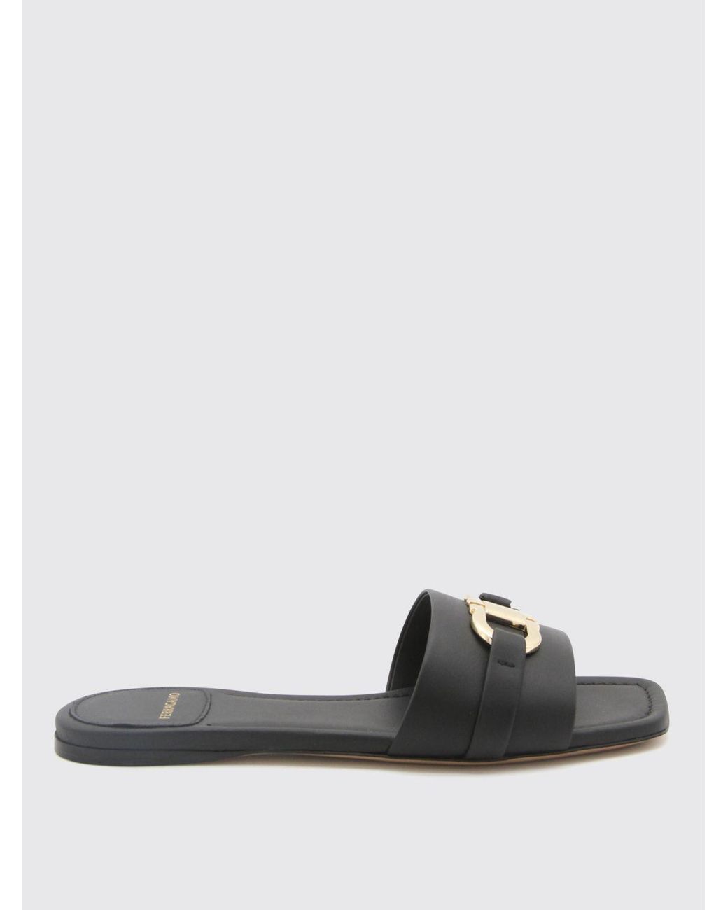 Ferragamo slides black and gold cheap