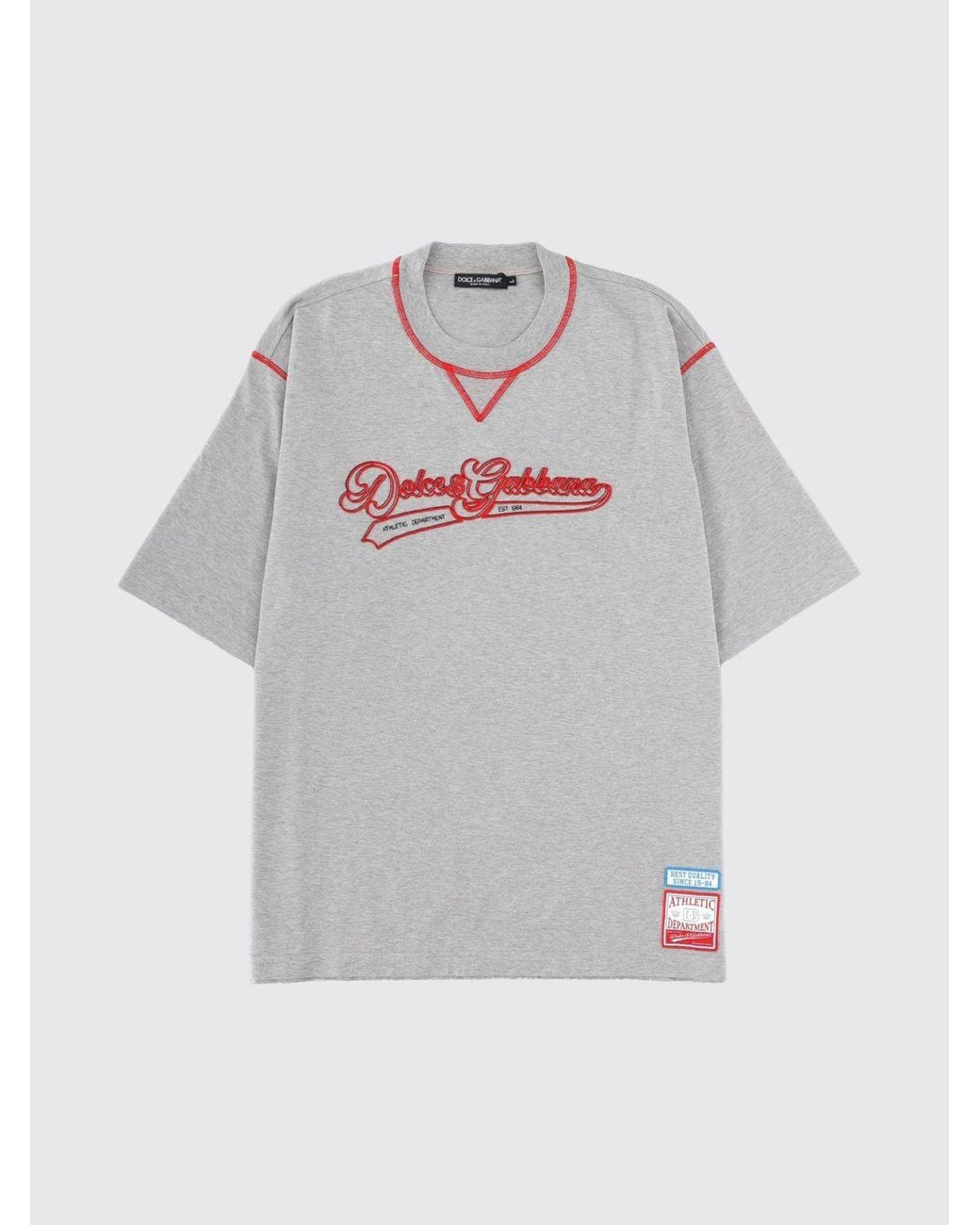 Dolce & Gabbana Gray Dolce &Amp Gabbana Cotton Crewneck T-Shirt With Contrast Logo for men