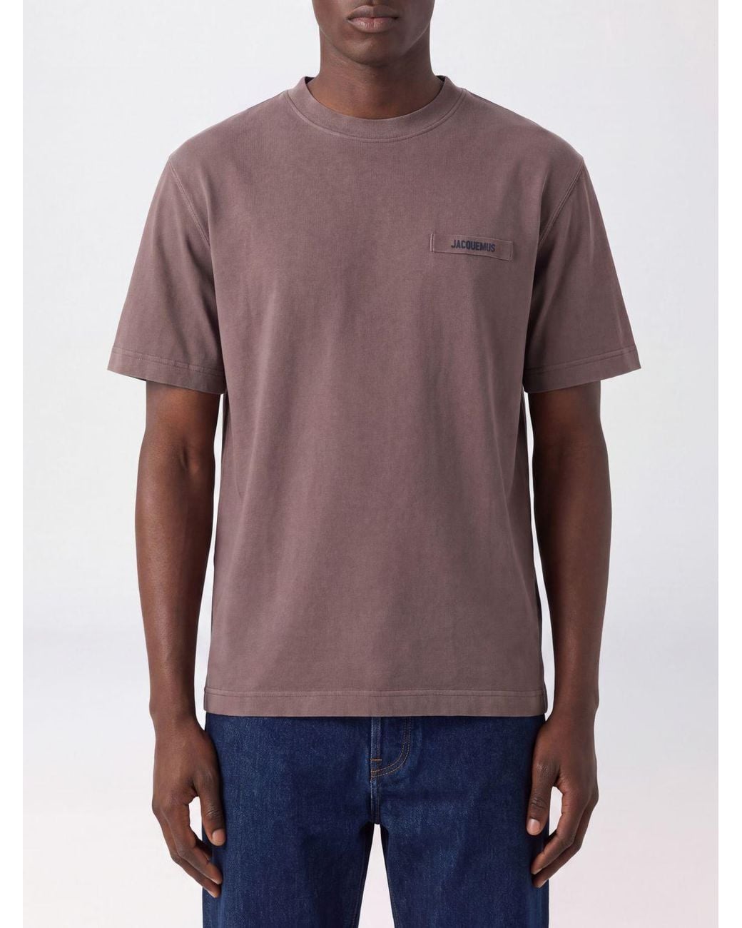 Jacquemus Purple Contrast Appliqué Logo Cotton Crew-Neck T-Shirt for men