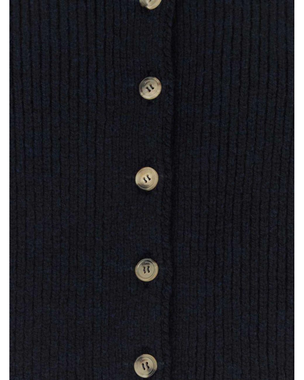 Khaite Blue Funnel-Neck Pure Cashmere Cardigan With Buttons