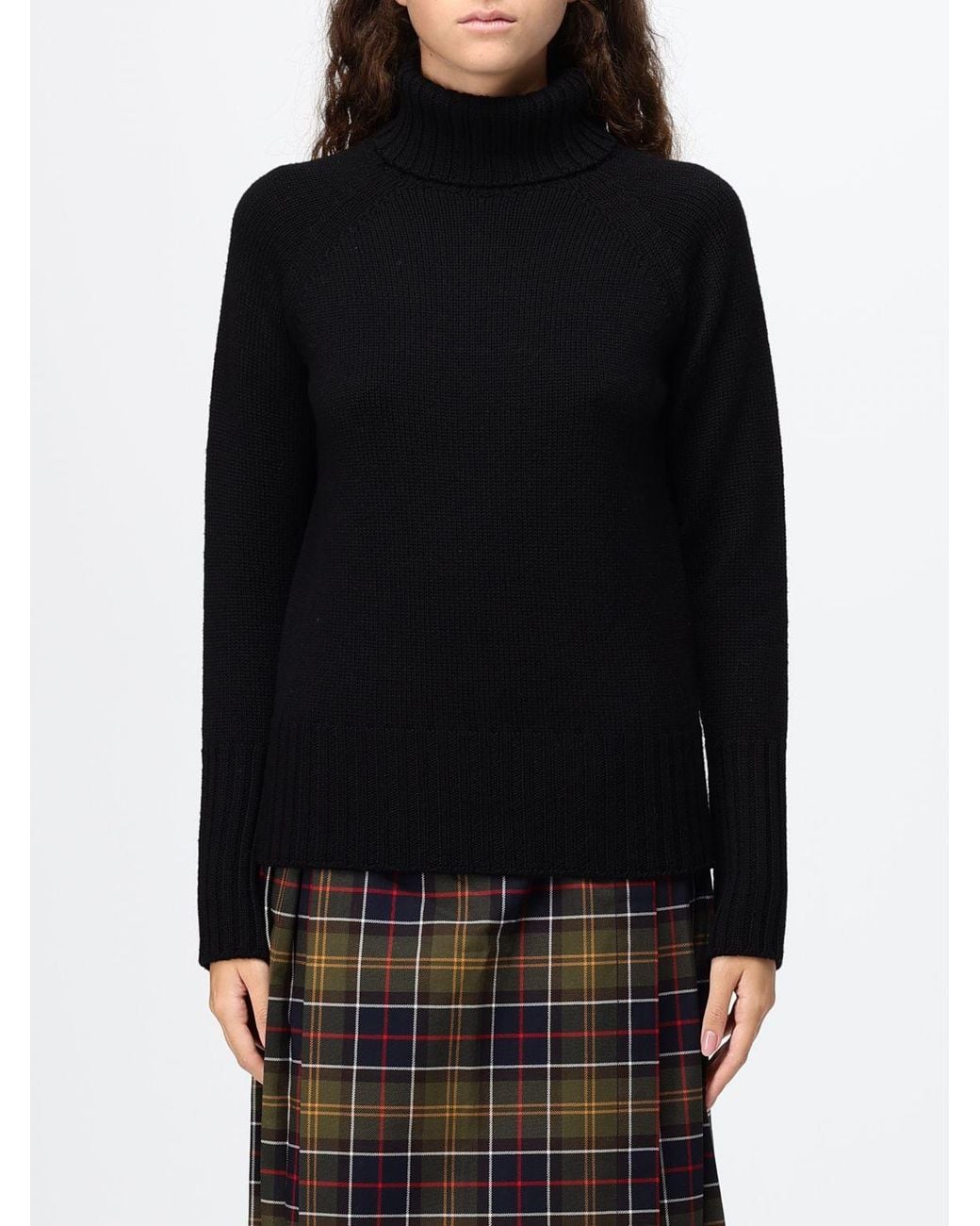 Drumohr Black 100% Pure Merino Wool Turtleneck Jumper With Ribbed Edges