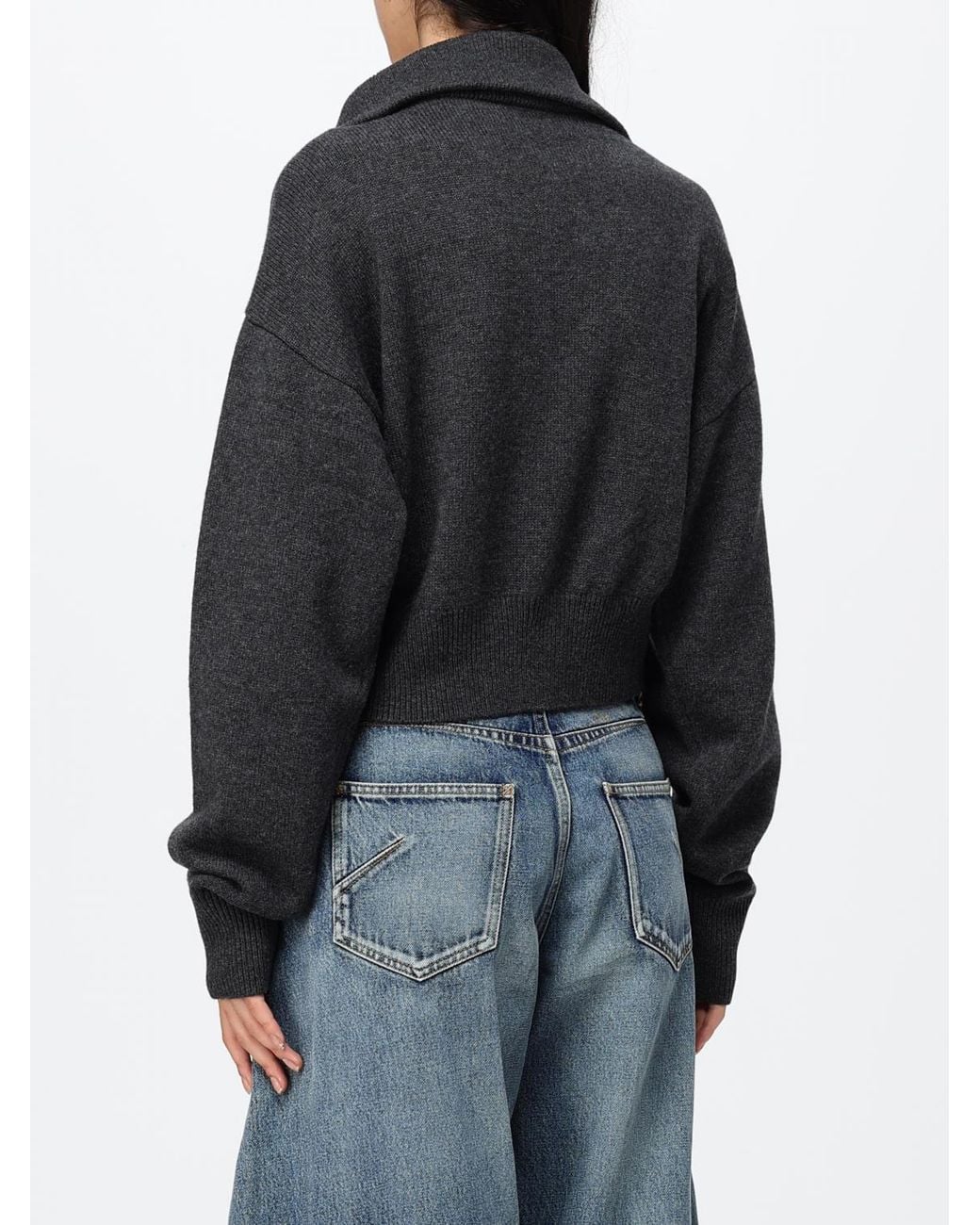 Coperni Black Wool And Cashmere Jumper With Sailor Collar And Zip