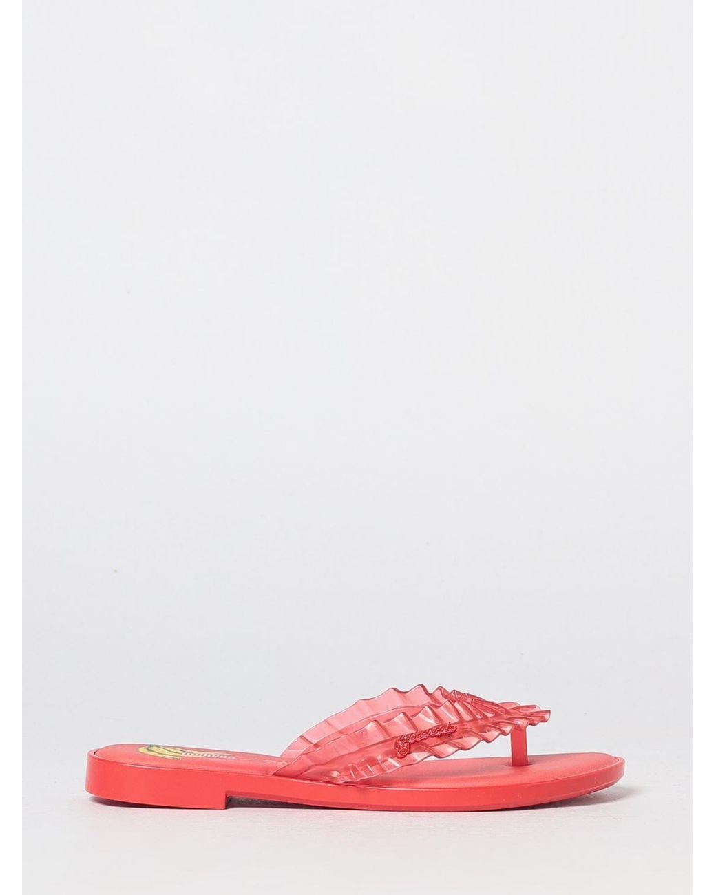 Melissa X Ganni Pink Ruched Pvc Thong Sandals With Low Heel