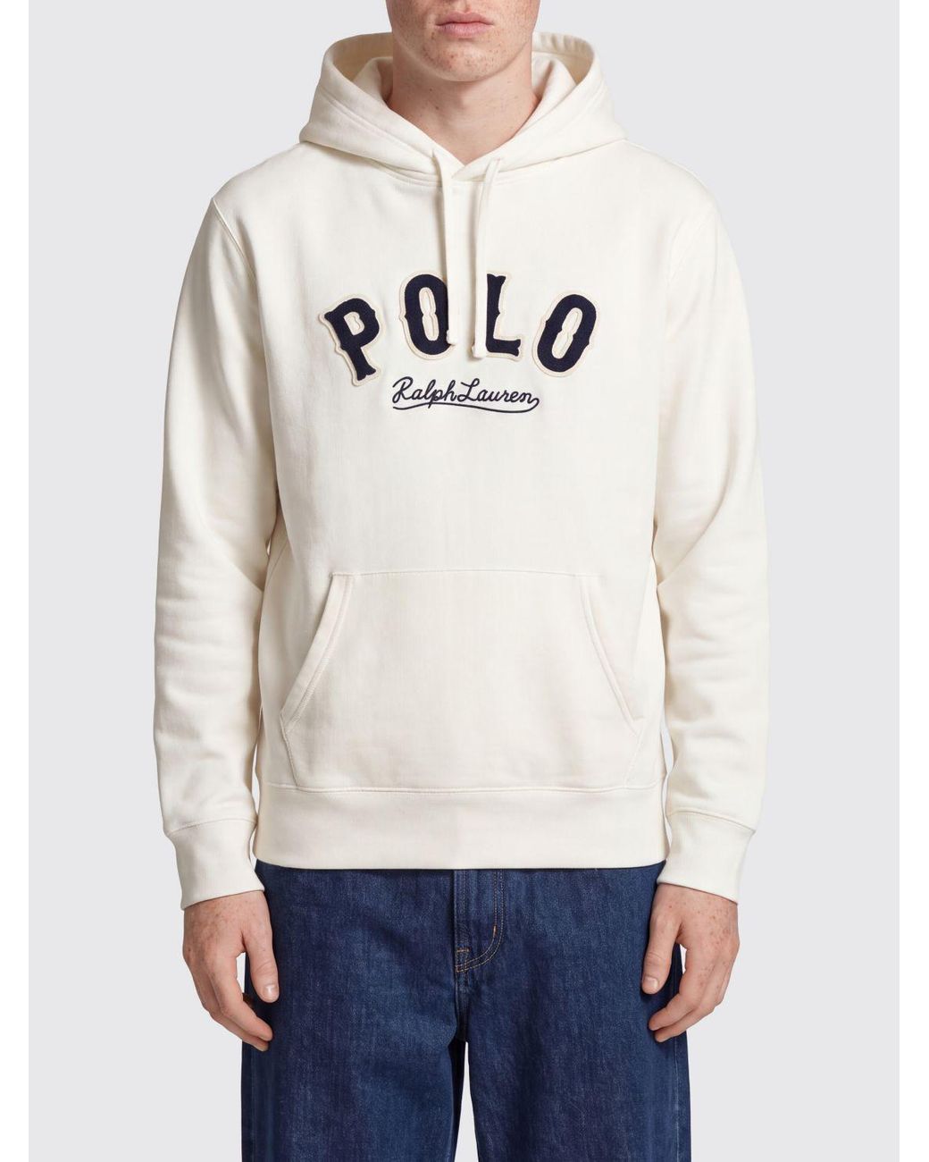 Polo Ralph Lauren Blue Cotton-Blend Hoodie With Kangaroo Pocket for men
