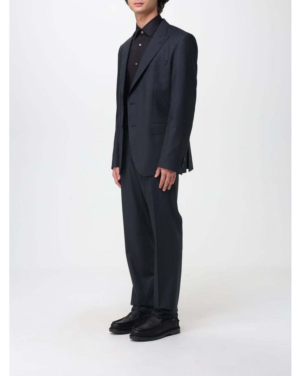 Boss Blue Stretch Wool Single Breasted Suit for men