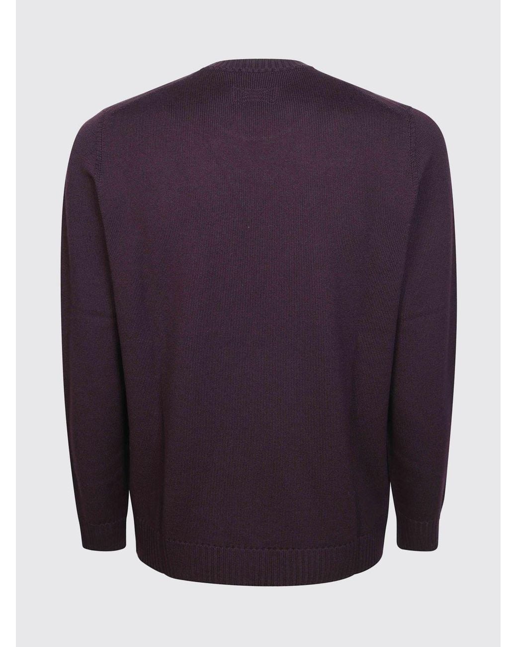 Drumohr Purple Pure Merino Wool Crewneck Jumper With Long Sleeves And Ribbed Trims for men