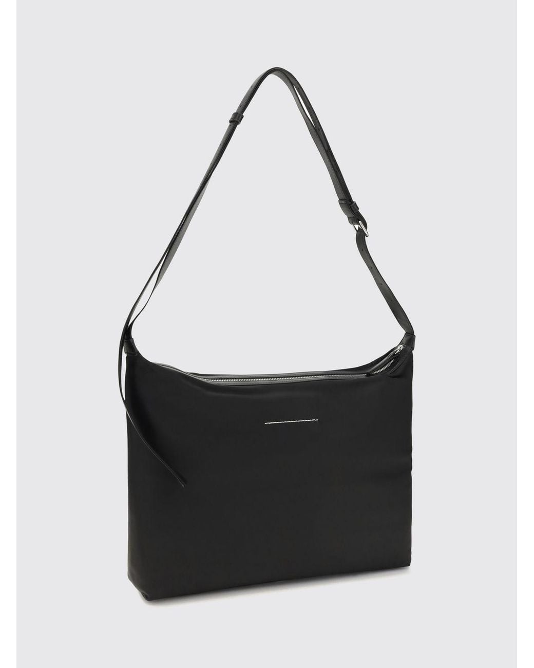 MM6 by Maison Margiela Black Nylon Shoulder Bag With Numeric Logo And Zip for men