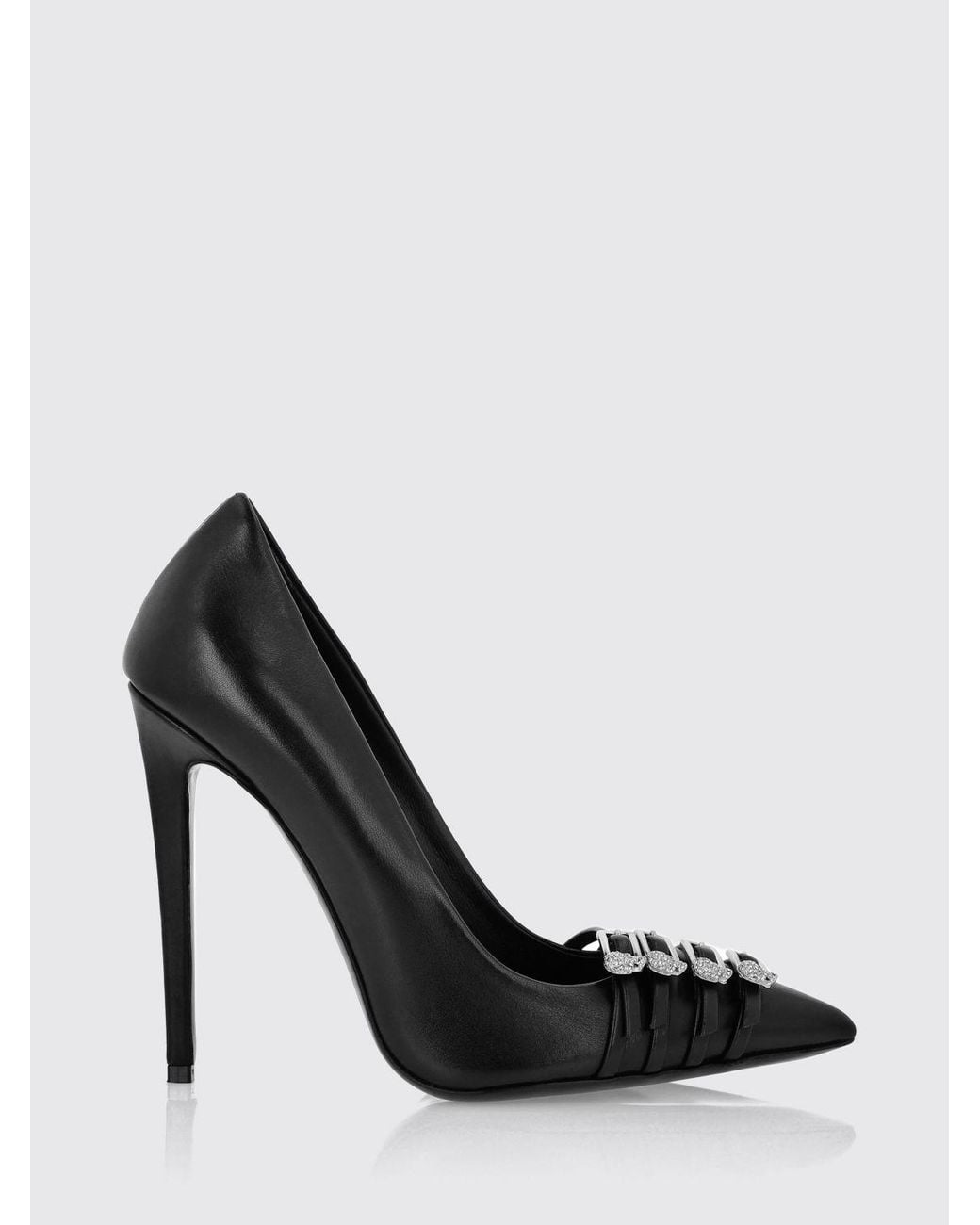 Philipp Plein Black Nappa Leather Pumps With Stiletto Heel And Skull Application