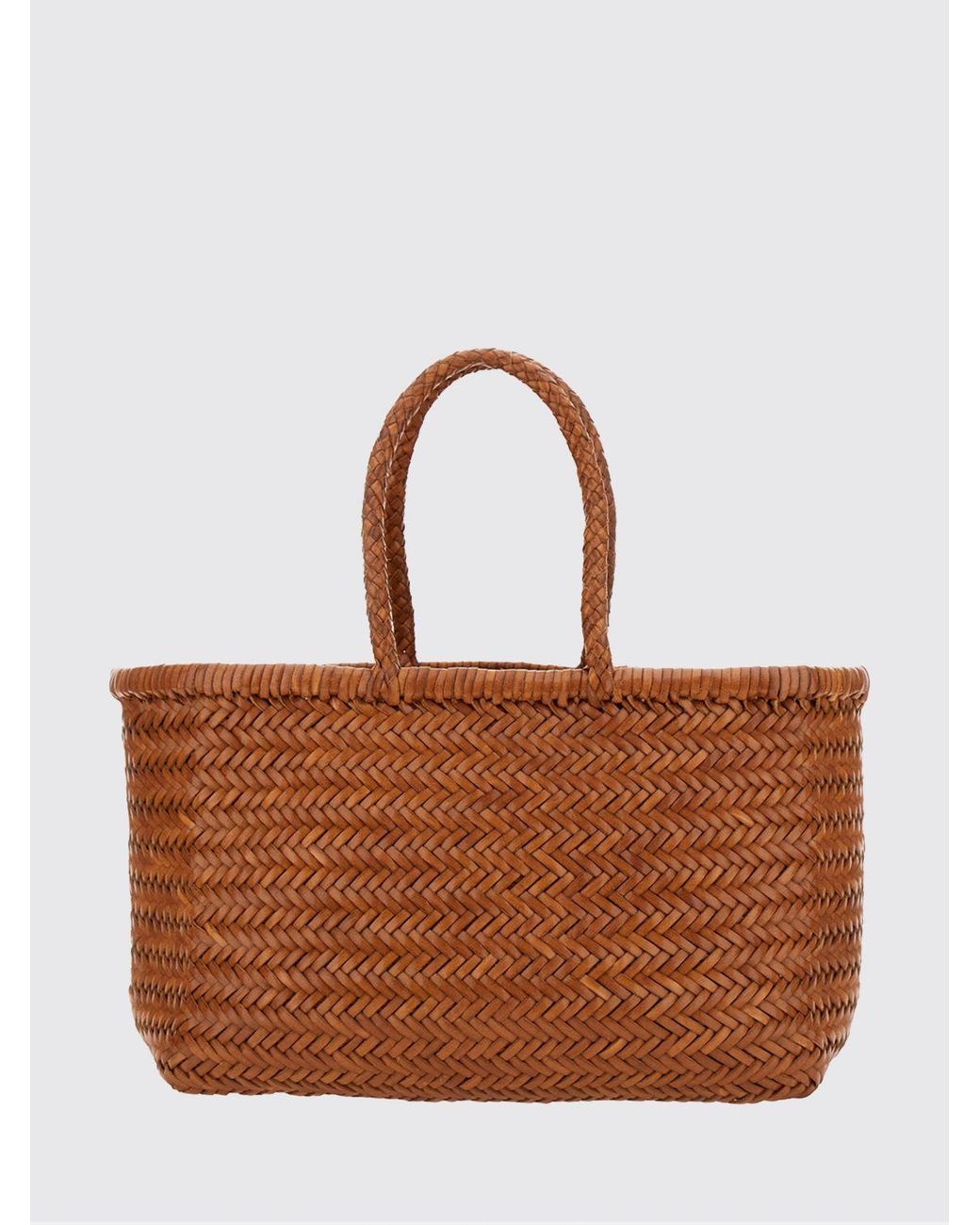 Dragon Diffusion Brown Woven Leather Handbag With Double Handle