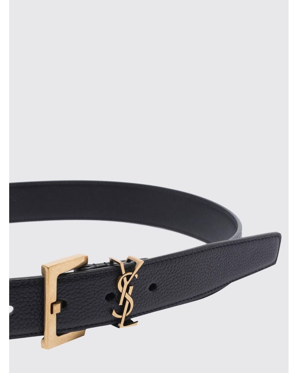 Saint Laurent Black Calfskin Leather Belt With Ysl Monogram