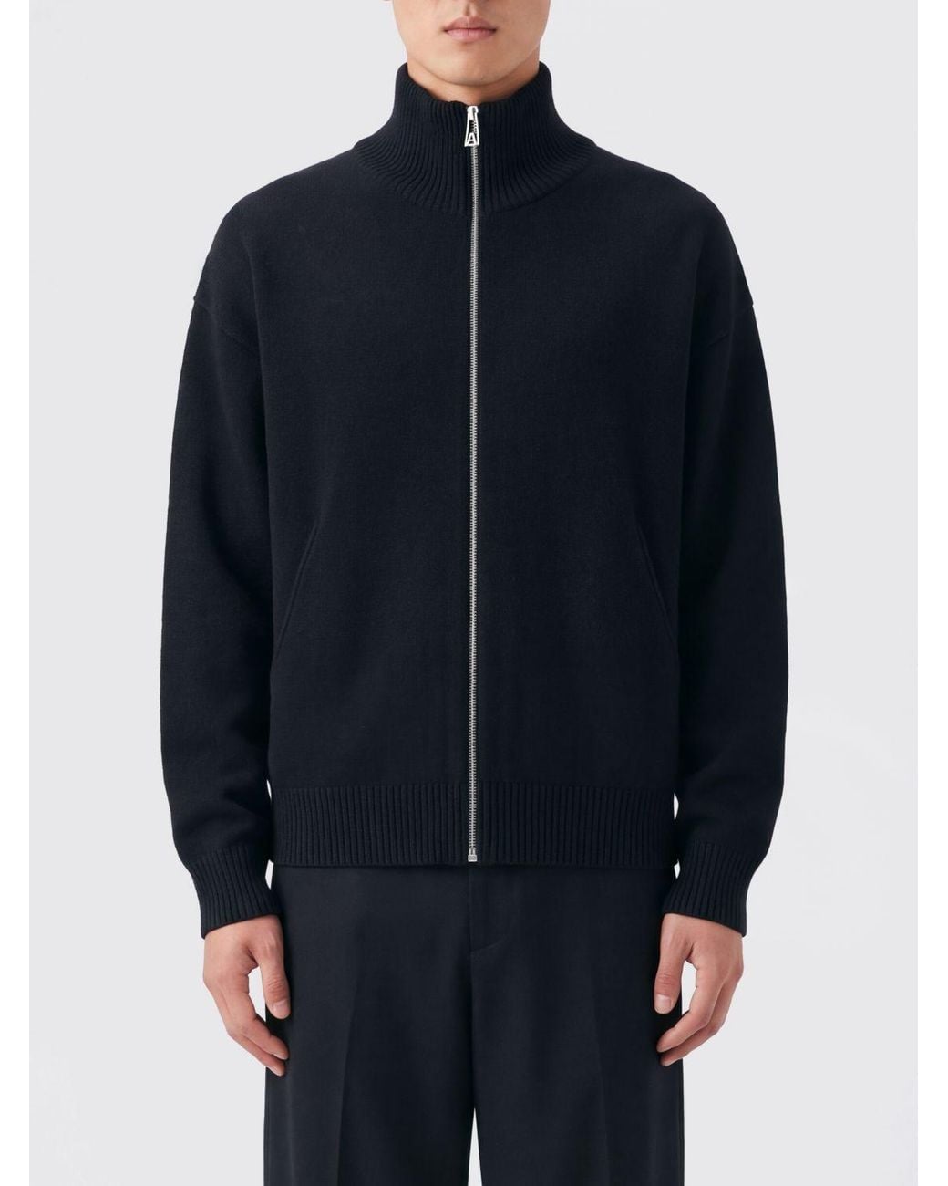 Axel Arigato Blue Merino Wool Zip-Up Roll-Neck Cardigan for men