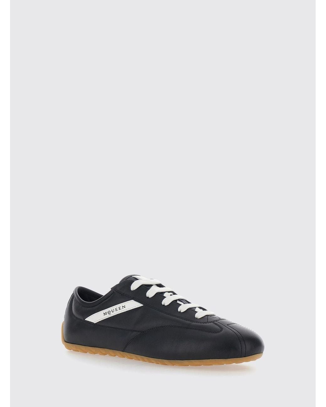 McQueen White Boxe Smooth Calfskin Leather Low Top Sneakers With Contrast Logo for men