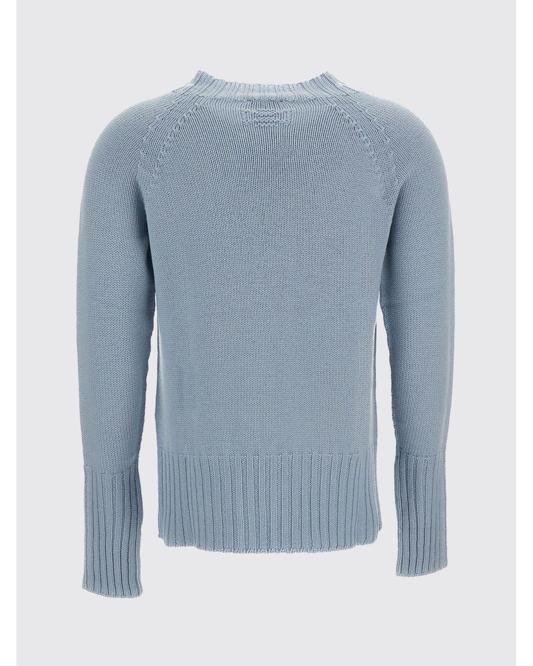 Drumohr Blue 100% Pure Merino Wool Crew Neck Jumper With Long Sleeves