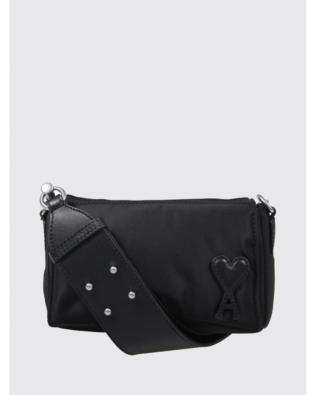 AMI Black Nylon Crossbody Bag With Flap And Tone-On-Tone Logo for men