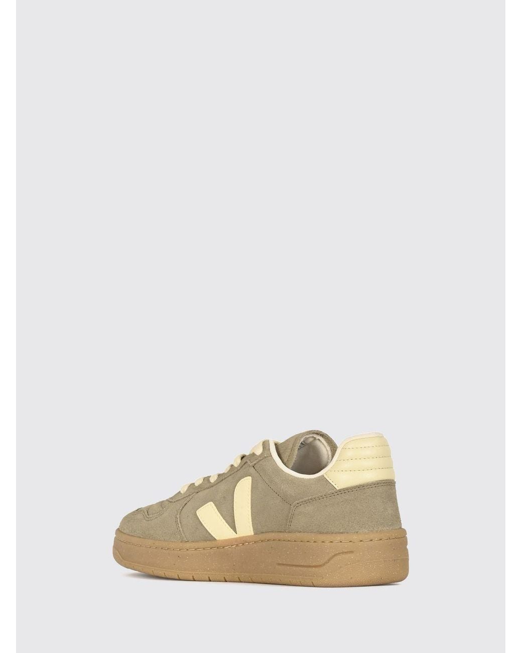 Veja Natural V-82 Ii Leather And Suede Sneakers With Contrast Logo And Sustainable Sole for men