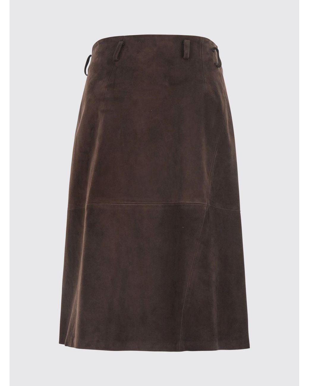 Semicouture Brown Rosanne High-Waisted Suede Leather Midi Wrap Skirt