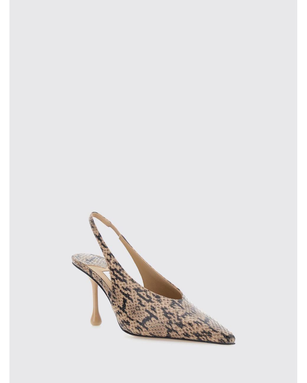 Jimmy Choo Natural Isa Python-Print Leather Slingbacks With Teardrop High Heel
