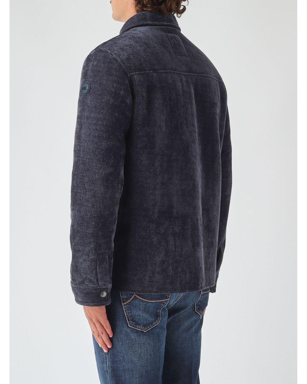 Colmar Blue Single-Breasted Velvet Overshirt With A Classic Collar And Button Closure for men