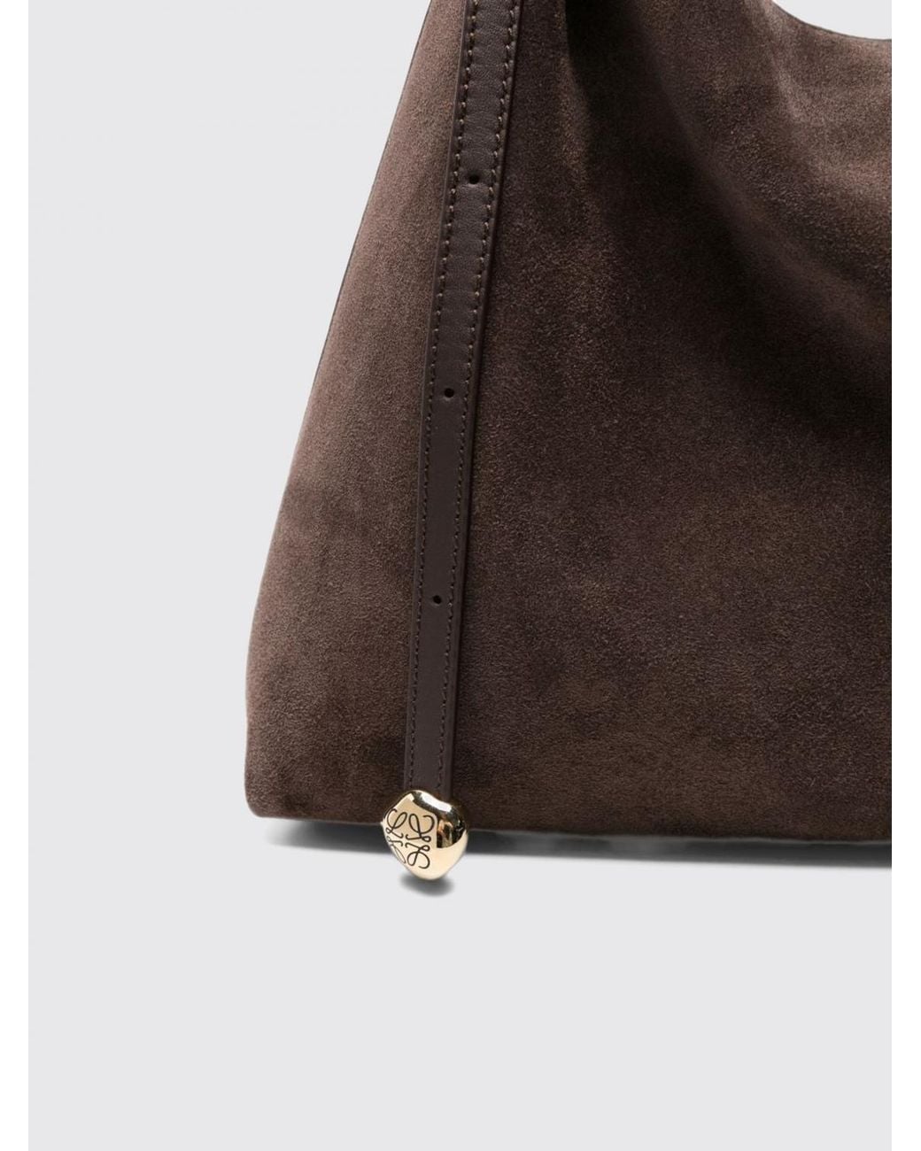 Loewe Brown Scarf Suede Calfskin Shoulder Bag With Decorative Knot