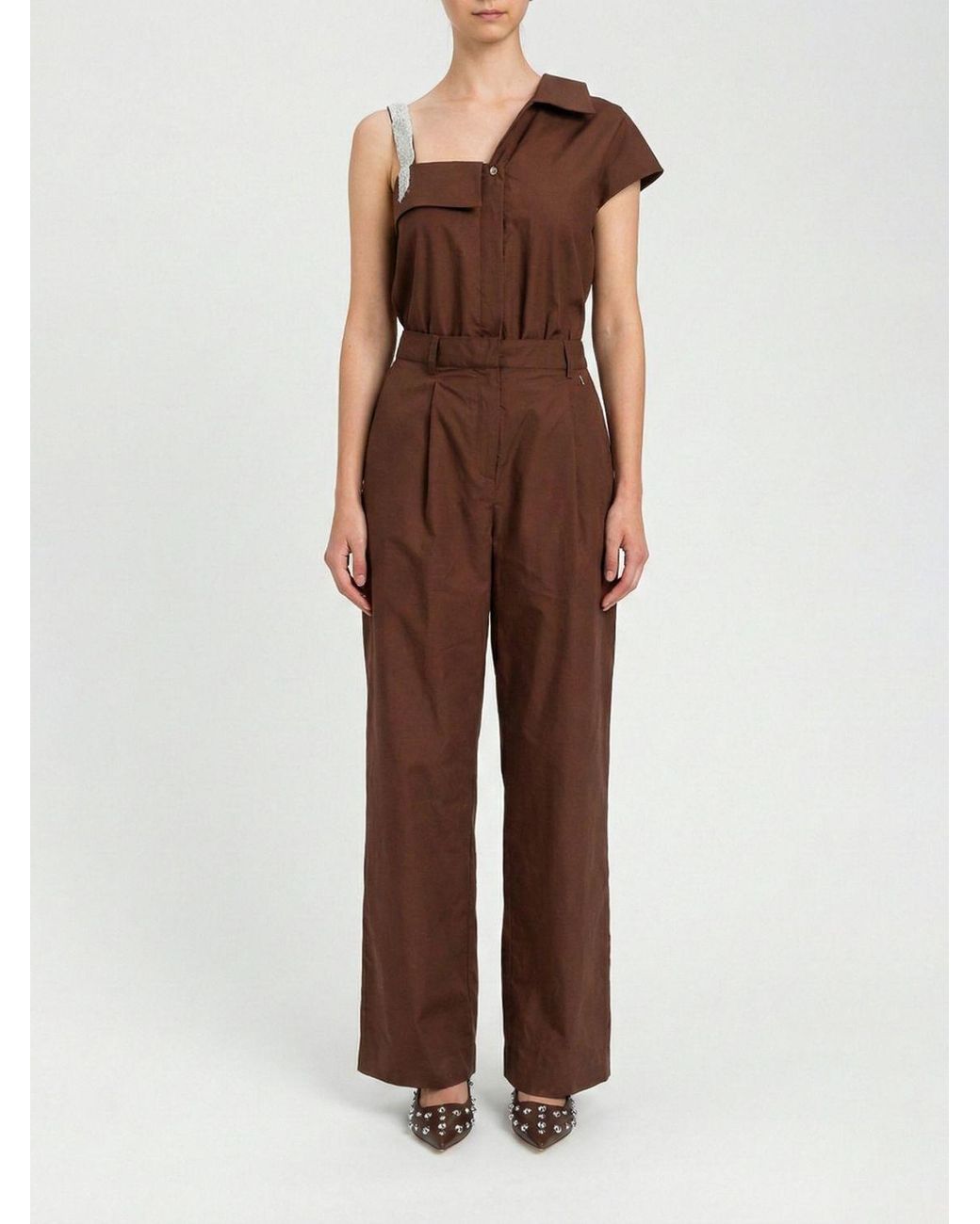 Twinset Brown Cotton Jumpsuit