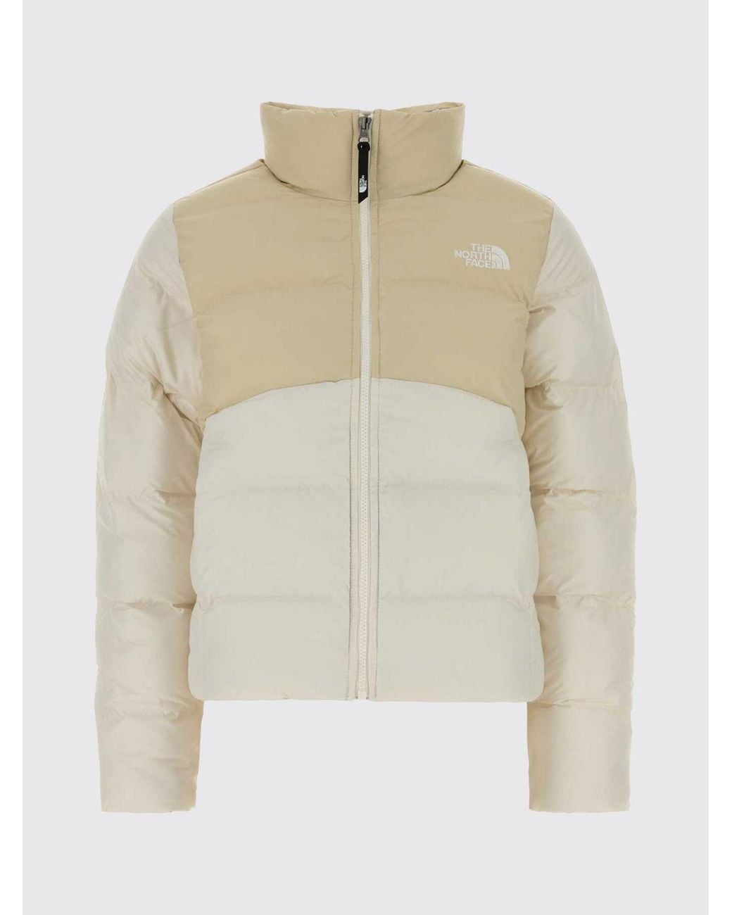 The North Face White Water-Repellent Cropped Puffer Jacket With Funnel Neck