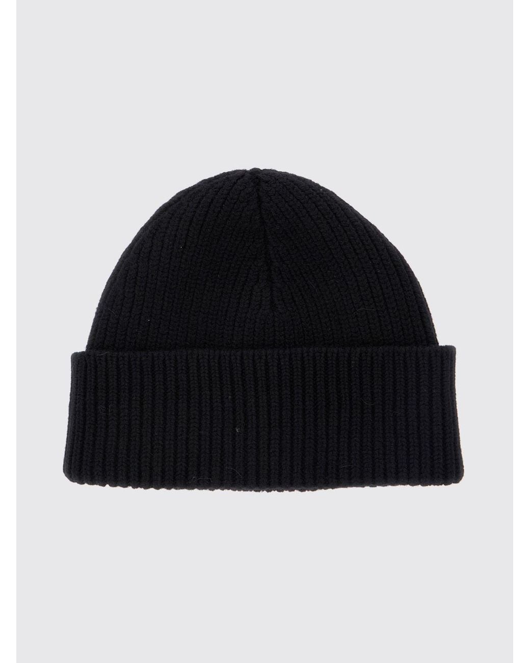 AMI Black Wool-Blend Beanie With Logo for men