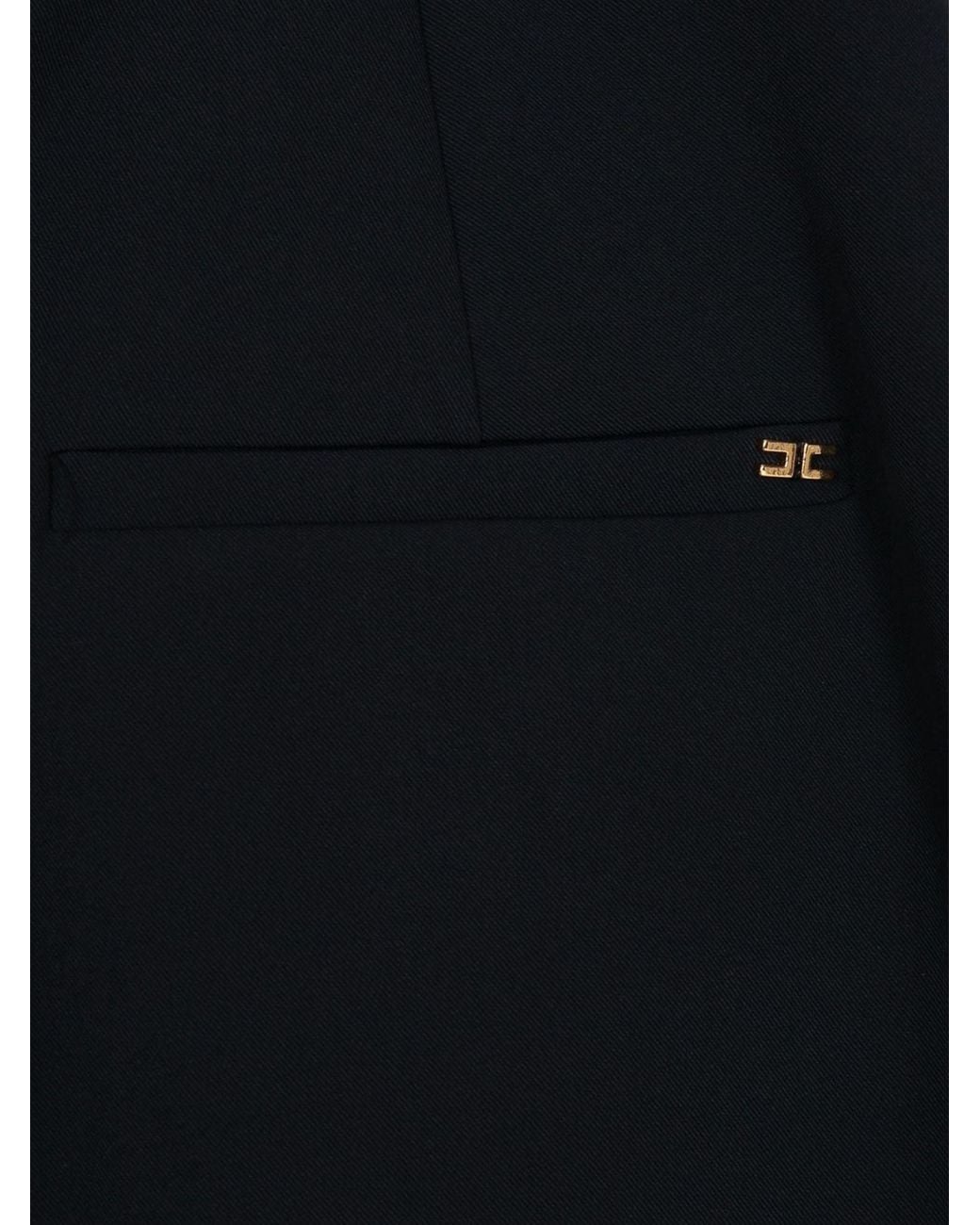 Elisabetta Franchi Blue High-Waisted Straight Leg Tailored Crêpe Trousers