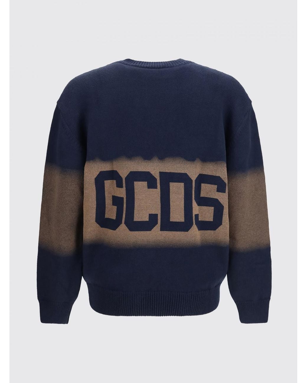 Gcds Blue Wool Blend Crew-Neck Jumper With Contrast Logo for men