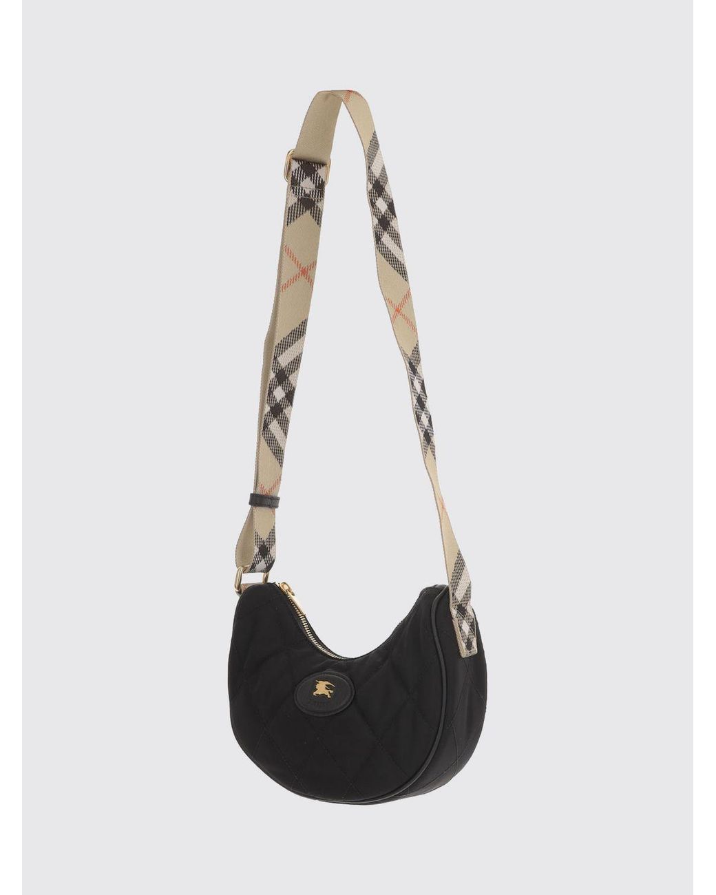Burberry White Horseshoe Quilted Twill Crossbody Bag With Ekd Logo