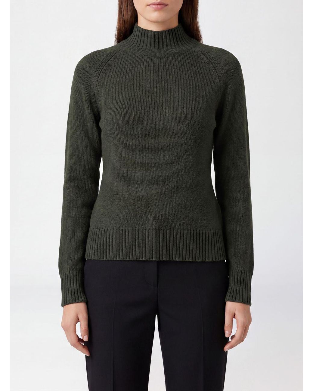 Allude Black Slim Fit Long-Sleeved Cashmere Mock Neck Jumper