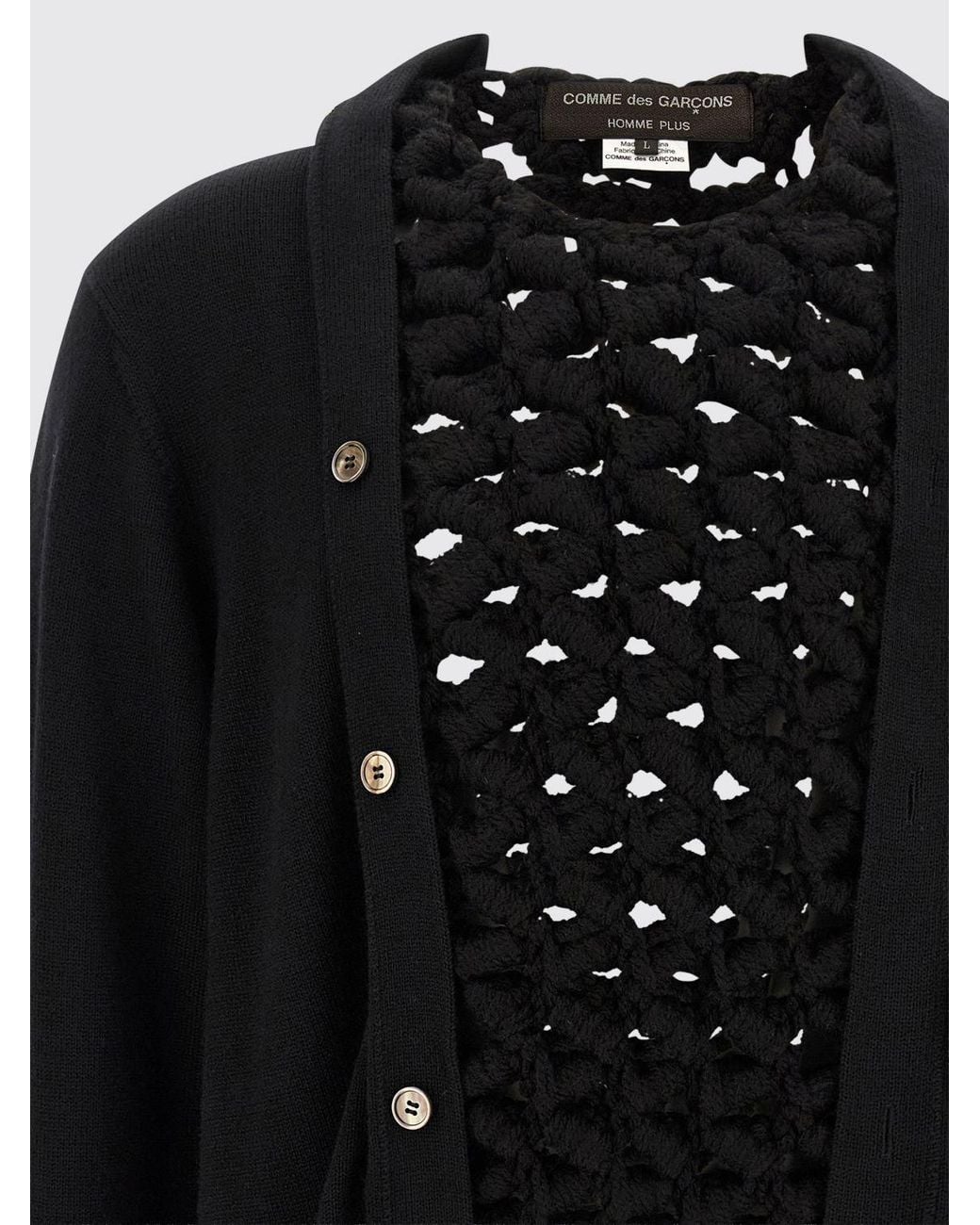 Comme des Garçons Blue Comme Des Gar&Ccedil	Ons Homme Plus Double-Layer Distressed Wool Crewneck Sweater for men