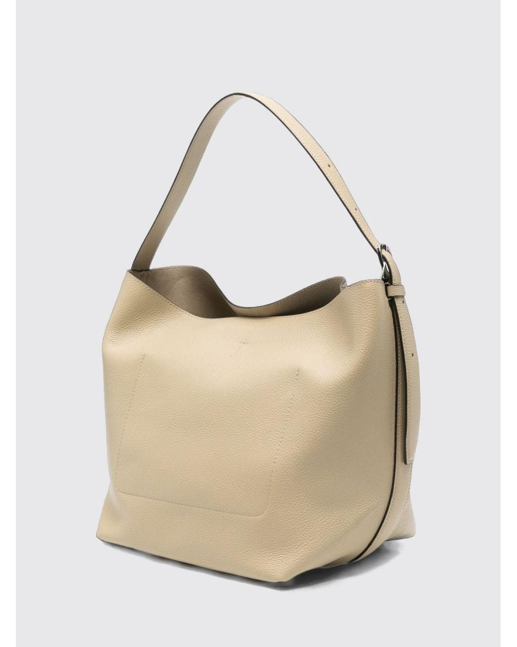 Totême  Natural Medium Grained Leather Tote Bag With Adjustable Handle And Flared Shape