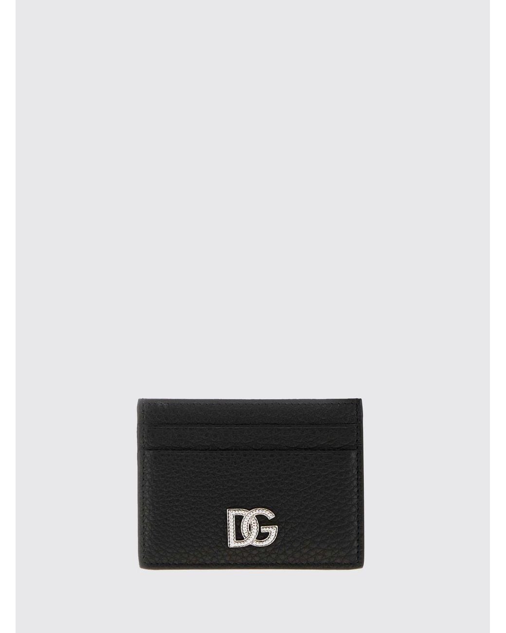 Dolce & Gabbana White Dolce &Amp Gabbana Grained Leather Monogram Card Holder With Dg Logo