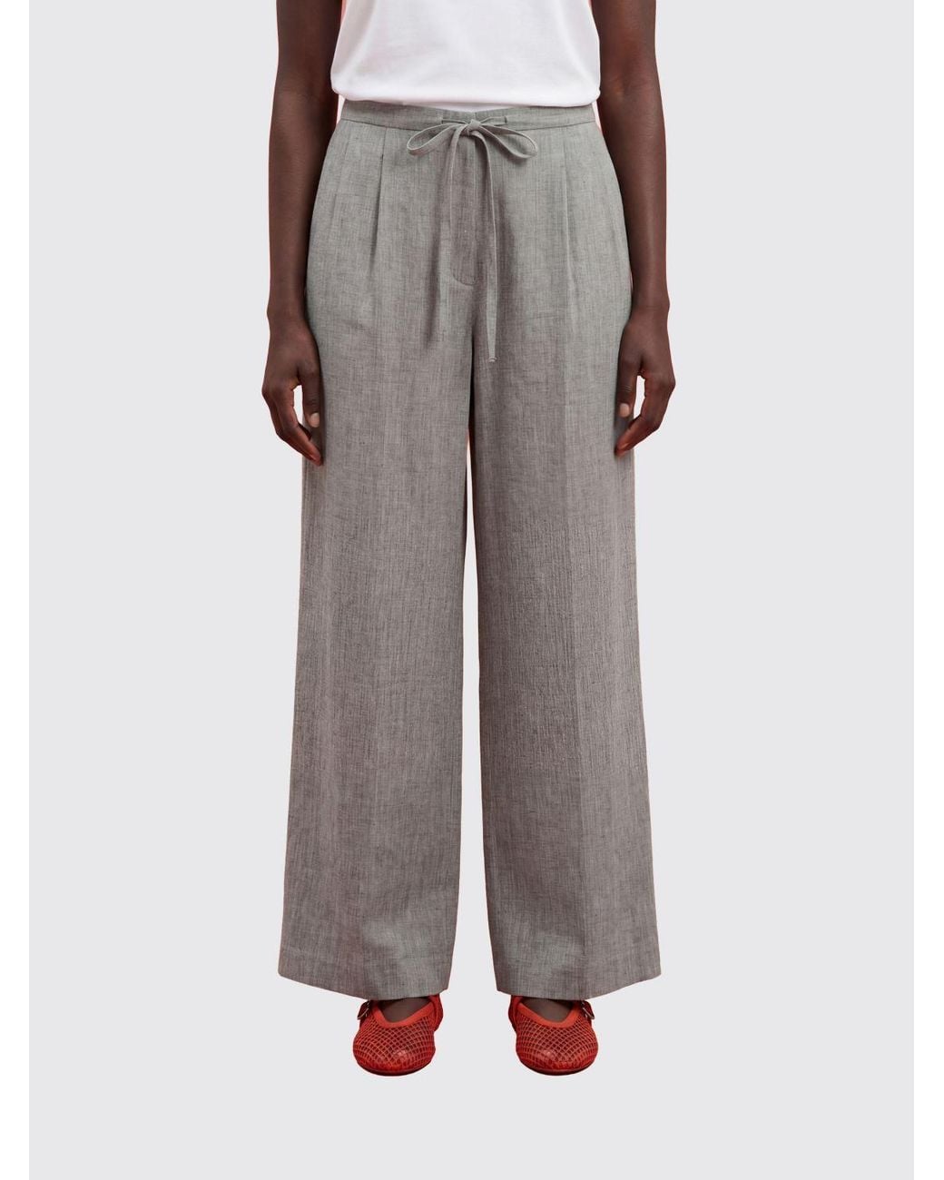 Loulou de Saison Gray Linen And Cotton Trousers