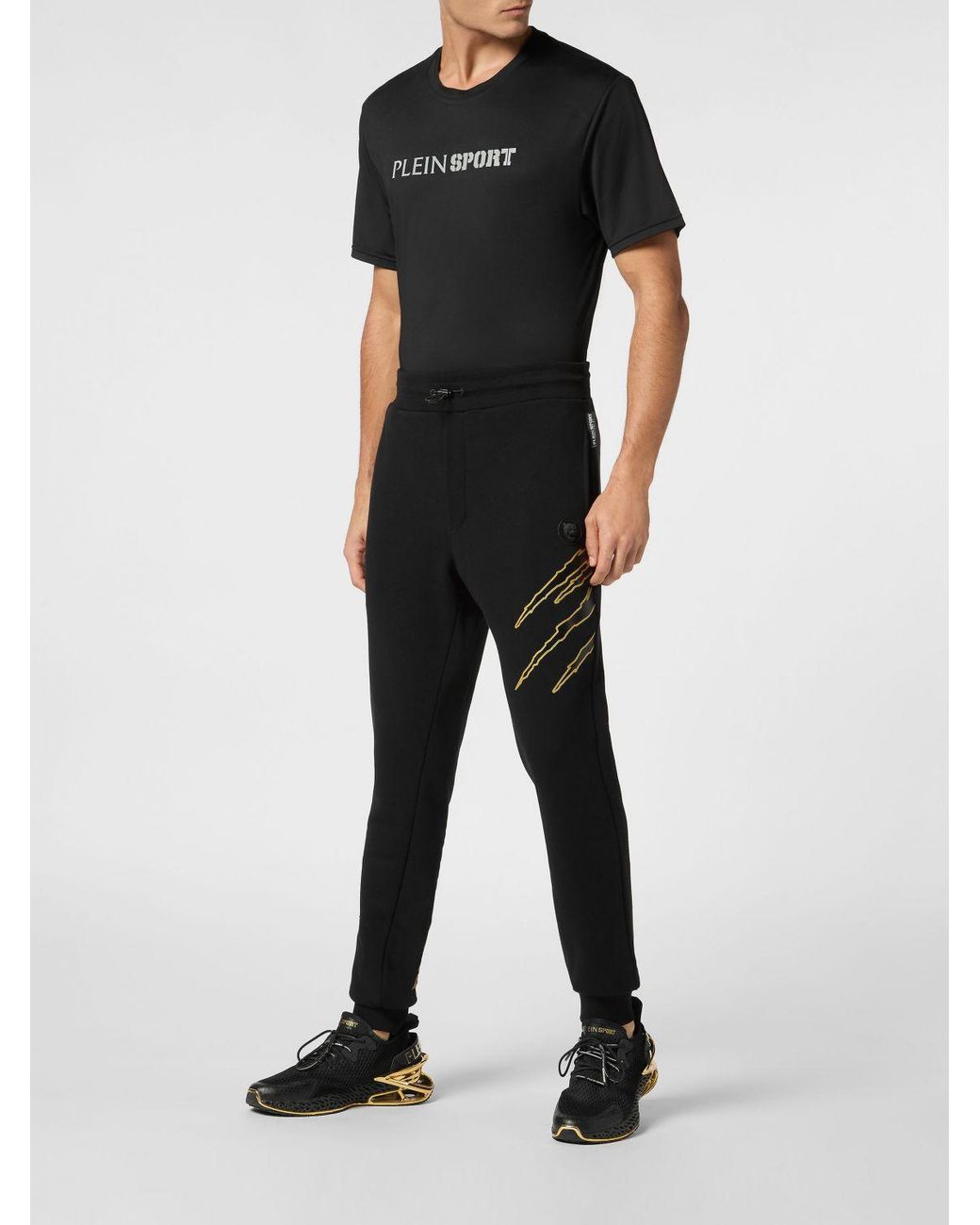 Philipp Plein Black Jersey Jogging Pants With Drawstring Waist And Printed Logo for men