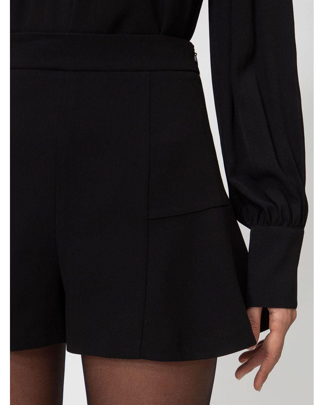 Twinset Black High-Waisted Slim Fit Crêpe Shorts With Side Zip