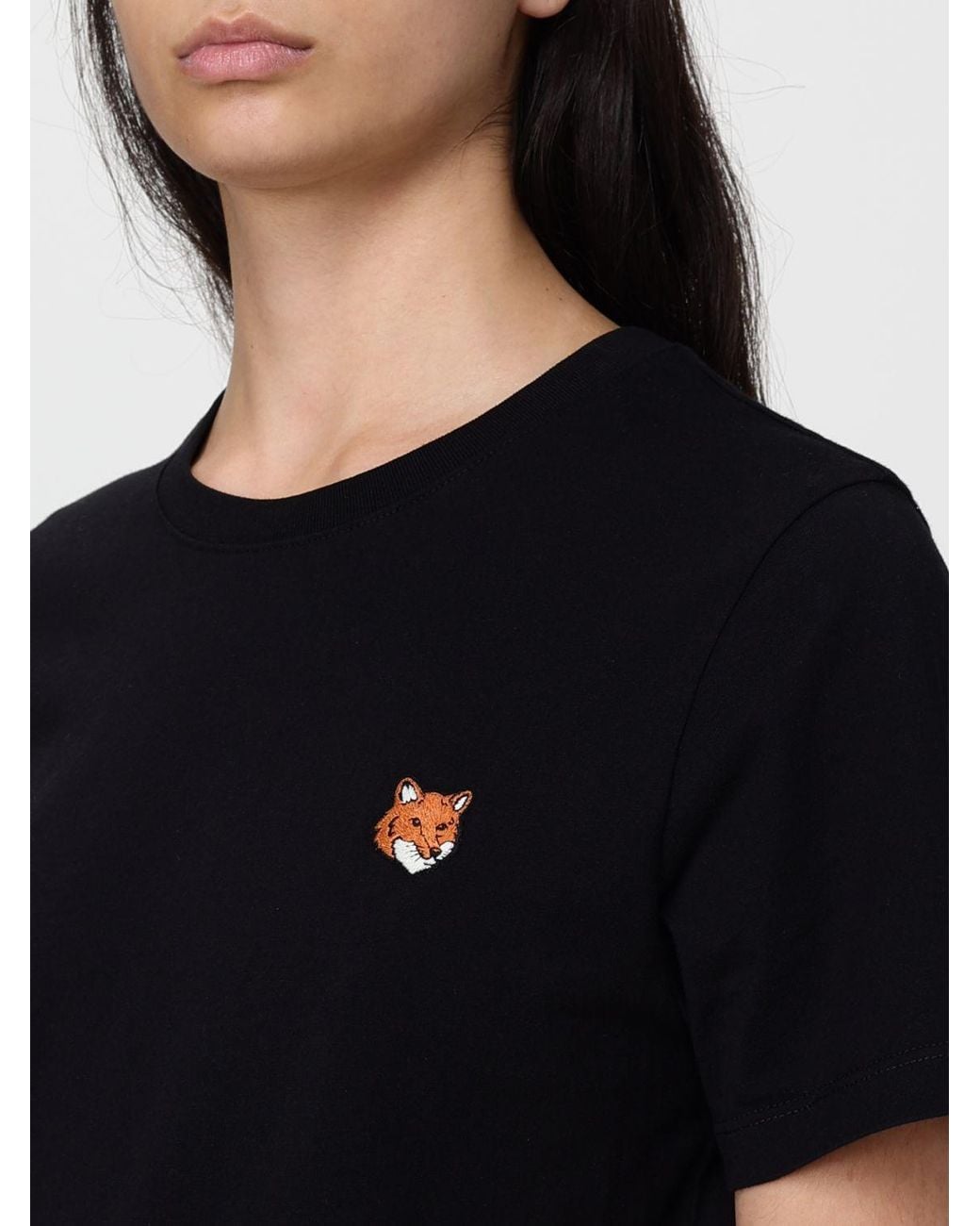 Maison Kitsuné Black Maison KitsunÉ Cotton T-Shirt With Logo