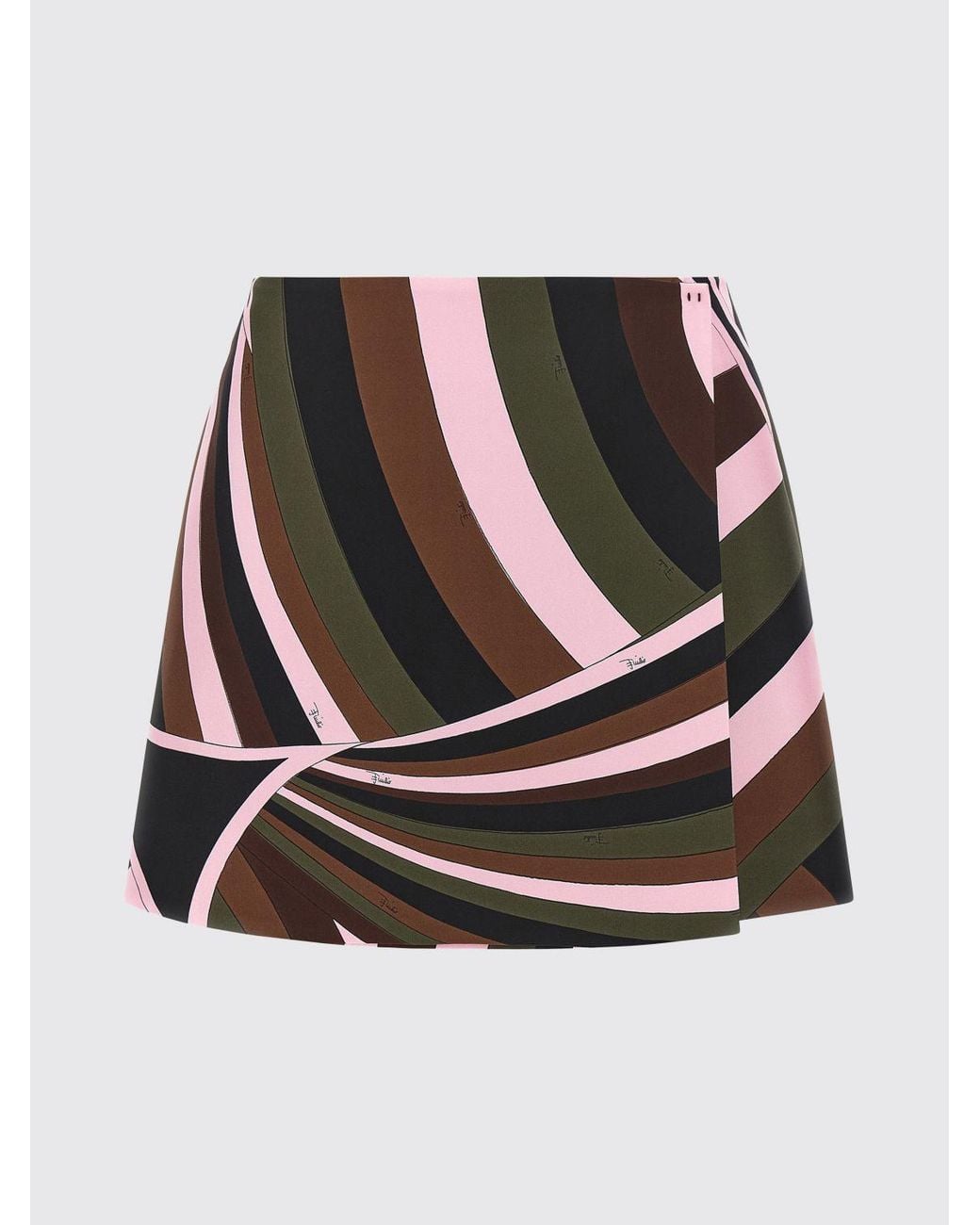 Emilio Pucci Multicolor Iride High-Waisted Silk Wrap Mini Skirt With Graphic Print
