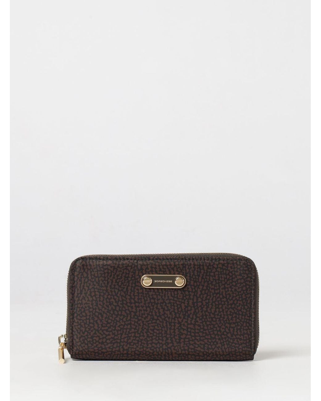Borbonese Brown Continental Polka Dot Recycled Nylon Zip-Around Wallet